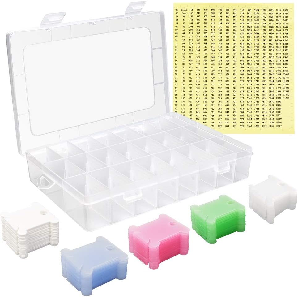 NEW NOAM 150 Pcs Colored Floss Bobbins Set with Embroidery Box & Stickers