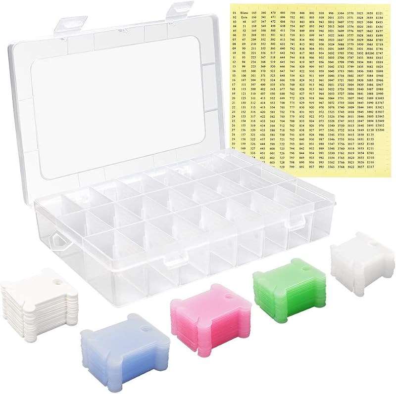 NEW NOAM 150 Pcs Colored Floss Bobbins Set with Embroidery Box & Stickers