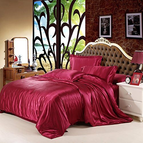 Ultra Soft Luxurious Satin 3-Peice Duvet Set Super Silky Vibrant with comes in many colors like Burgundy Full/Queen
