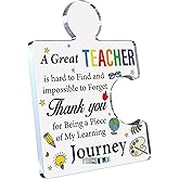 Thank You Gifts for Teacher, Best Teacher Appreciation Gifts for Christmas Birthday Thanksgiving End of Year, Teacher's Office Decor Acrylic Puzzle Plaque Sign Desk Decor