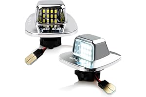 D-Lumina LED License Plate Light Tag Lamp Assembly Chrome Housing Compatible with 1988-1999 Chevy GMC Silverado Sierra C/K Series 1500 2500 3500 Suburban Blazer S10 Tahoe Yukon Sonoma S15, Pack of 2