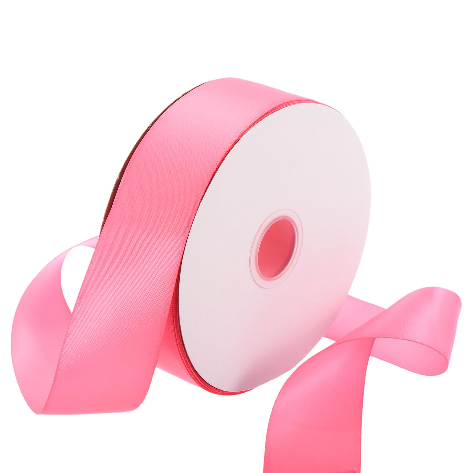 Rebower 38mm Satin Ribbon 46m Thick Double Face Grosgrain Silk Ribbon, [for Gift Wrapping, Hair Bows, Wedding, Cake, Flower] - 50 Yard/150ft/Dark Pink