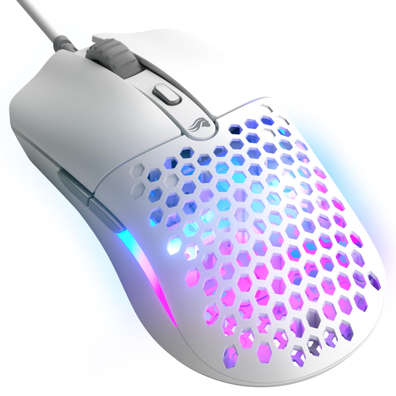 GLORIOUS Model O Eternal ultraleichte RGB-Gaming-Maus – Kabelgebunden – nur 55 g – benutzerdef. RGB-Lichter – 6 programmierbare Tasten – symm. Design – optischer Sensor mit 12 K DPI – PC/Mac – Weiß