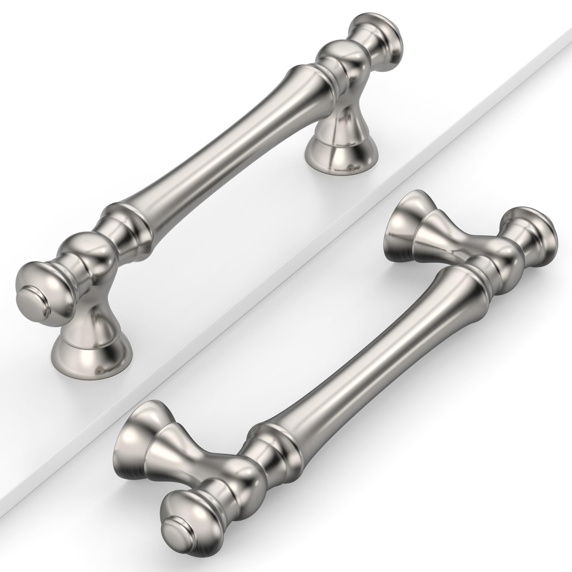 Coinkoly 10 Pack Brushed Satin Nickel Cabinet Pulls - 96MM Hole Centers Kitchen Cabinet Handles - UK0001