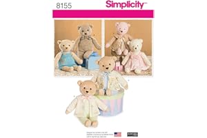 Simplicity 8155 Make Your Own Teddy Bear with Accessories and Clothes Sewing Pattern, 6 Pieces