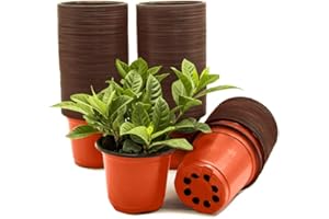 HECTOLIFE 200 Pcs 4 Inch Plant Nursery Pots,Plastic Seedling Pots,Seed Starting Pot Flower Plant Container for Succulents, Seedlings, Cuttings, Transplanting（Red）