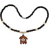 Hawaiian Honu Turle Pendant with Dark Brown Coconut Necklace