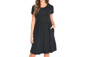 Bearsland Women's Short Sleeves Maternity Dress Nursing Breastfeeding Dresses with Pockets