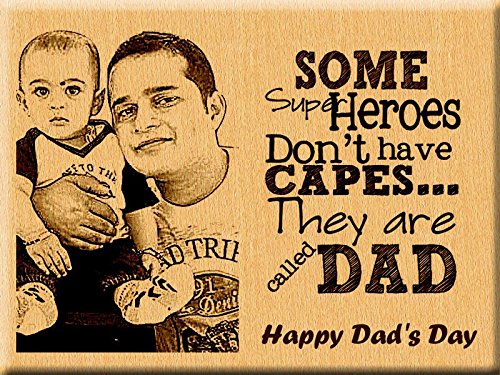 Incredible Gifts India Customized Engraved Dad’s Day Photo Frame (7x5 Inches, Beige), Tabletop