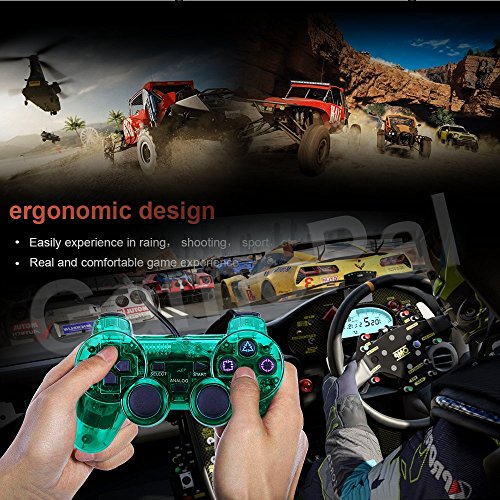 PlayStation 2 Controller, GamePal Double Shock Gamepad for Sony PS2, Wired (Green)