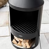 Harrier Large Chiminea Fire Pit with Log Store 135cm Outdoor Steel Patio Heater view 3