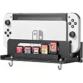 Wall Mount Compatible with Nintendo Switch 1/OLED/2 | Switch Dock Wall Mount with Controller &amp; Game Card Storage, Space-Saving Gaming Organizer