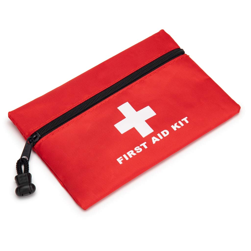 Jipemtra First Aid Bag Tote Empty Small Red First Aid Kit Travel Rescue Pouch First Responder Medicine Bag for Car Home Office Sport Outdoors (Red 7.9x5.5)