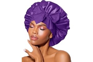 BONNET QUEEN Silk Bonnet for Sleeping Women Satin Bonnet Night Sleep Cap Wrap for Curly Hair with Adjustable Tie Band,Purple