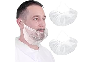 hautllaif 100 pcs Elastic Comfortable Protective Beard Covers 18" Disposable Breathable Beard Net for Men
