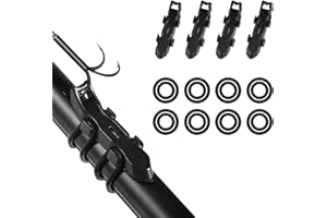 4pcs Magnetic Hook Keeper, Black Fishing Hook Holder with 2 Sizes Rubber Rings Durable Fishing Rod Keeper Hook Rod Bait