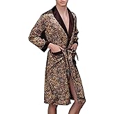 Lavenderi Mens Silky Satin Lounge Robe, Long Lightweight Sleepwear