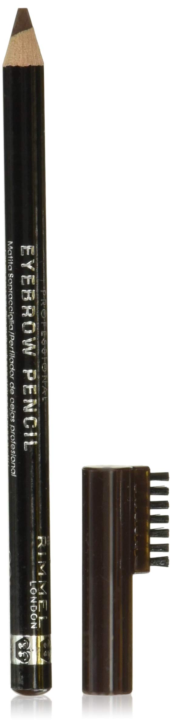 Photo 1 of Rimmel London Brow This Way Professional Eyebrow Pencil, Long-Wearing, Highly-Pigmented, Built-In Brush, 001, Dark Brown, 0.05oz
