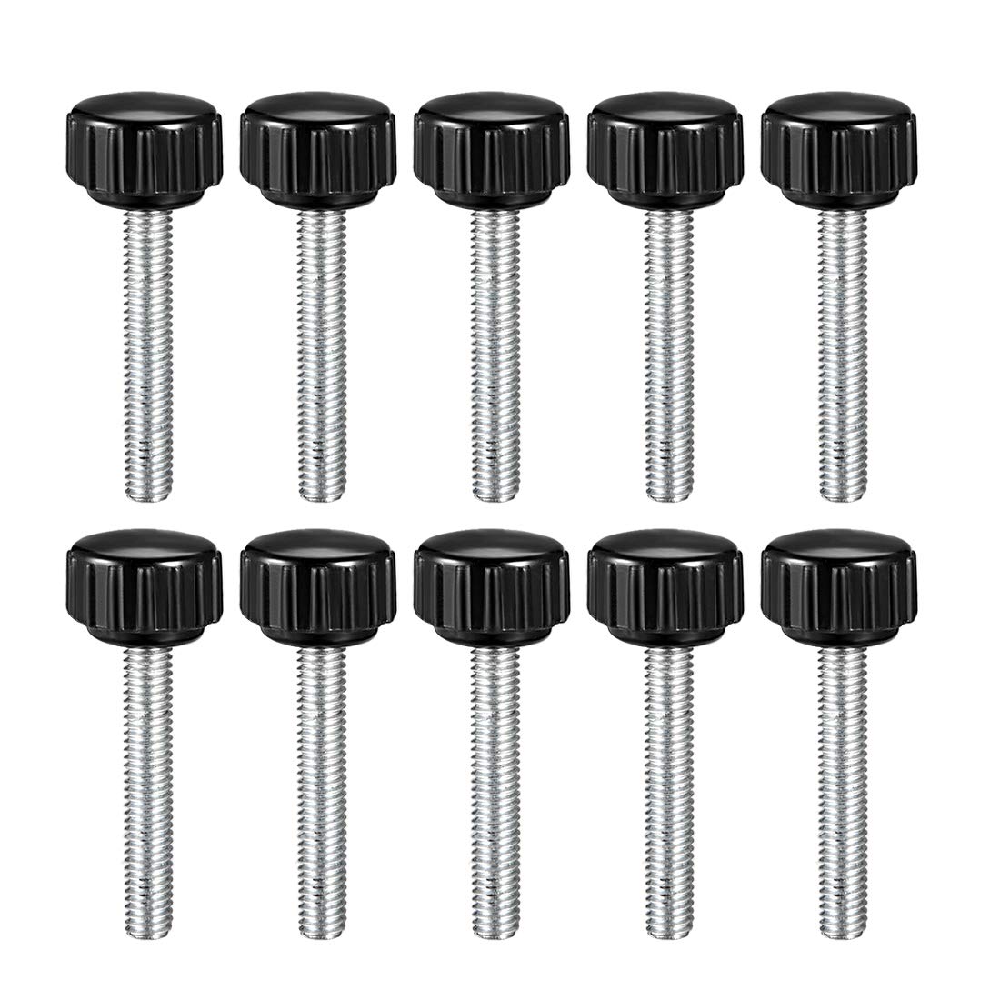 sourcing map M5 x 30mm Metric Male Thread Knurled Clamping Knobs Grip Thumb Screw on Type Hand Clamping Handle Bolt with Plastic Knobs Black 10 Pcs