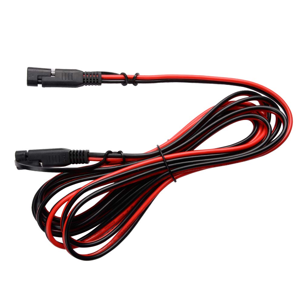 FICBOX 12FT SAE to SAE Connector Extension Cable 16AWG 2 Pin Wire With Dust Cap for Solar Panel Battery Charge