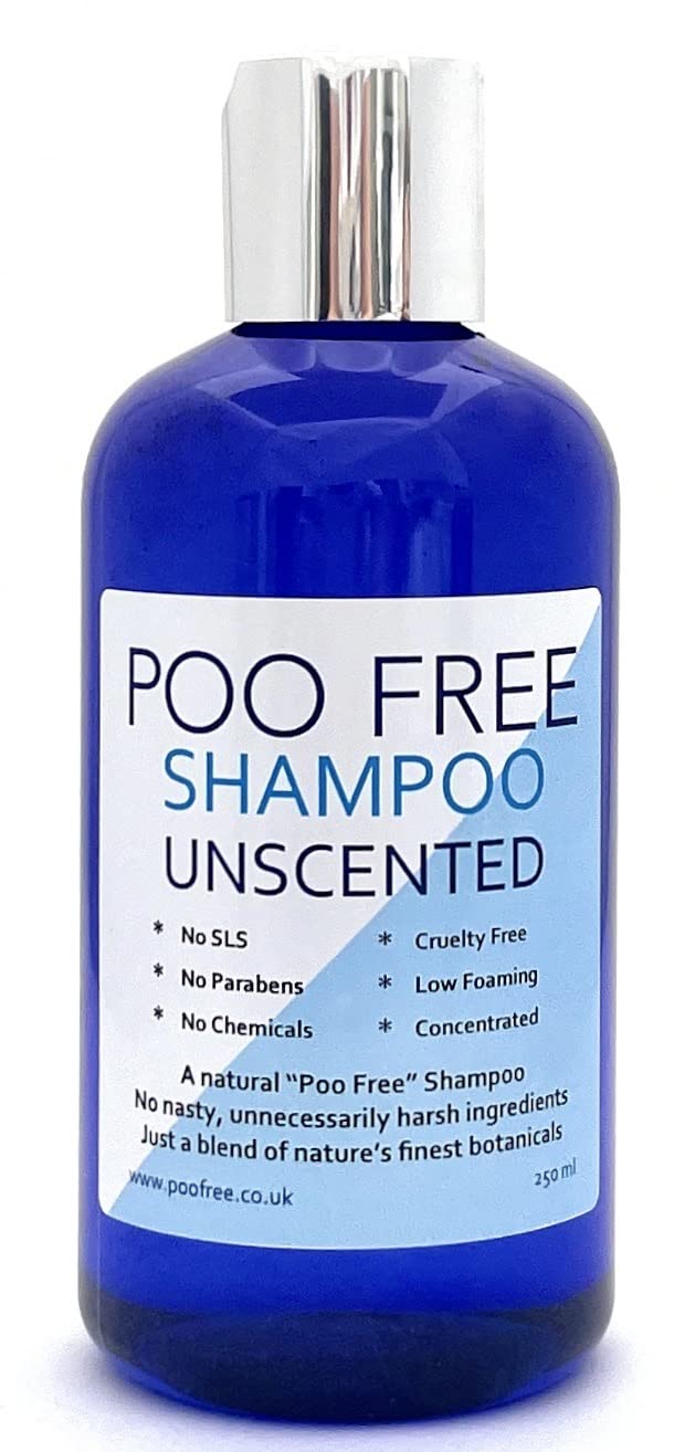 POO FREE Unscented Sensitive Shampoo – Fragrance-Free pH 5.5 Scalp Care – 99% Natural Origin – Hypoallergenic & Pure – Ultra-Gentle Daily Hair Wash – CG Friendly – Vegan – UK Made – 250ml