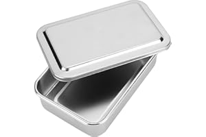 Fdit 6inch Stainless Steel Rectangular Instrument Storage Container Cleaning Box with Lid for Clinic