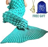 heartybay Crochet Mermaid Tail Blanket Super Soft fabric for Adult girls kids Living Room, Mermaid blanket Summer Soft Sleeping Bags (71