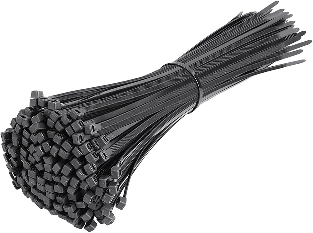 Beeway 300mm Cable Ties 4.6mm Black 250 Pack Self-Locking Nylon Zip Ties