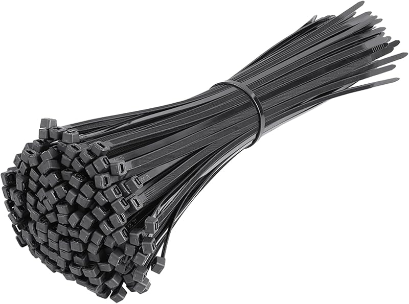 Beeway 300mm Cable Ties 4.6mm Black 250 Pack Self-Locking Nylon Zip Ties