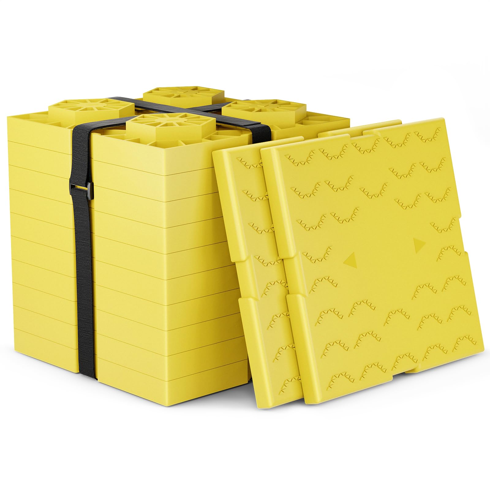 Photo 1 of WELLUCK RV Leveling Blocks 12 Pack, Heavy Duty Camper Blocks & Interlocking Design Camper Levelers with 2 Velcro Straps - Customizable Height Sturdy RV Blocks for Single & Dual Wheels