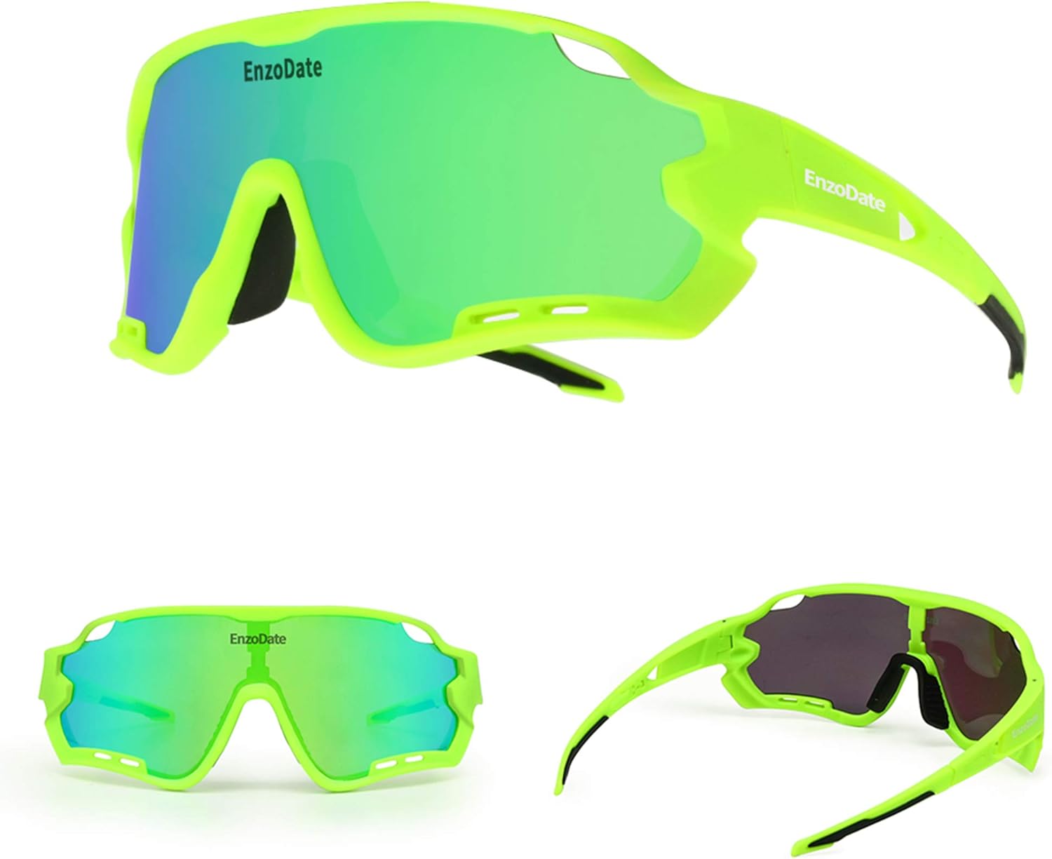 EnzoDate Cycling Goggles Polarized 3 Lenses Mountain Bike ATV Sports Sunglasses MTB Outdoor (Green) - Image 3