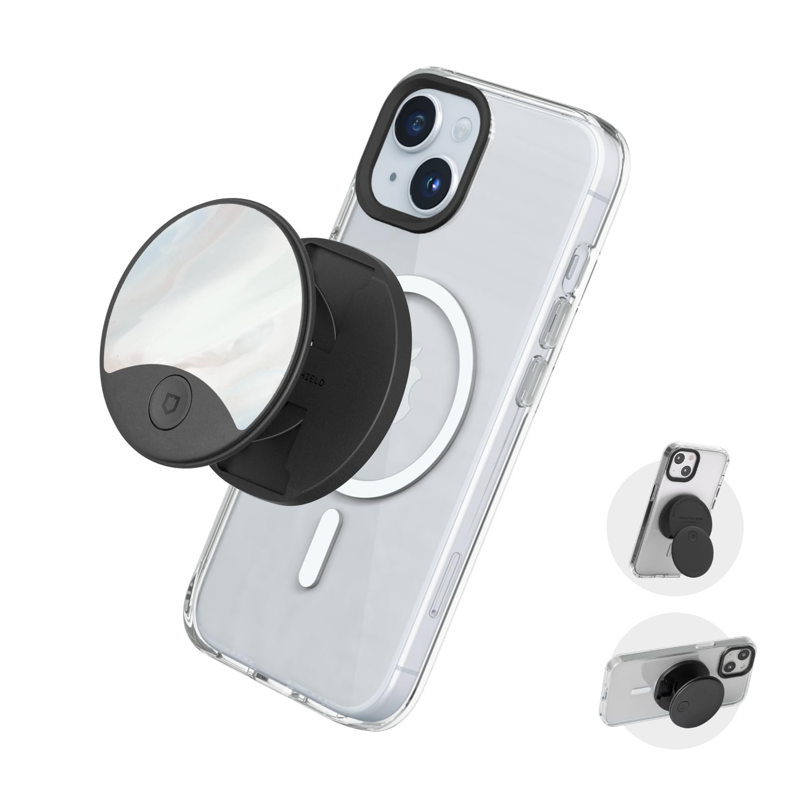 RHINOSHIELD GRIP O Compatible with MagSafe | Phone Grip with Expanding Kickstand for MagSafe Phone Case, Supports Portrait and Landscape Mode, Phone Holder, Smartphone Accessory - Pearl Luster