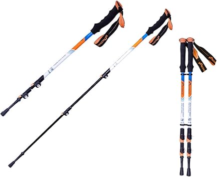 Amazon トレッキングポール 登山 1本 カーボンファイバー ストック 三段式伸縮シャフト 軽量アルミ製 登山 用 ストック アンチショック機能付ウォーキング ポール 登山杖 収納袋とラバーキャップ付き Lanxier トレッキングポール