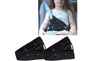 SAFEBB 2 PCS Premium Seat Belt Adjuster for Kids & Adults, Premium Material for Comfort. Seat Belt Clips for Safety Cover Positioner, Shoulder Neck Strap Adjuster, Car seat Belt Adjuster (Black)