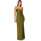 Adrianna Papell Womens Stretch Satin Long Dress