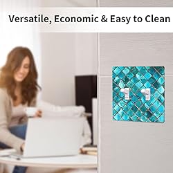 Moslion Teal Mosaic Double Toggle Wall Switch