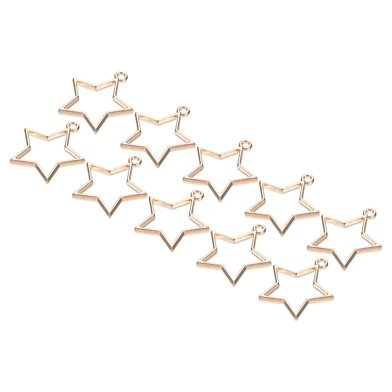M METERXITY 10 Pack Open Bezels for Resin - Hollow Frames Alloy Star Shaped, Apply to DIY Crafts Pendants Pressed Flowers (Gold Tone)