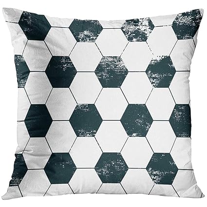 Amazon Com Throw Pillow Cover White Soccer Football With Black