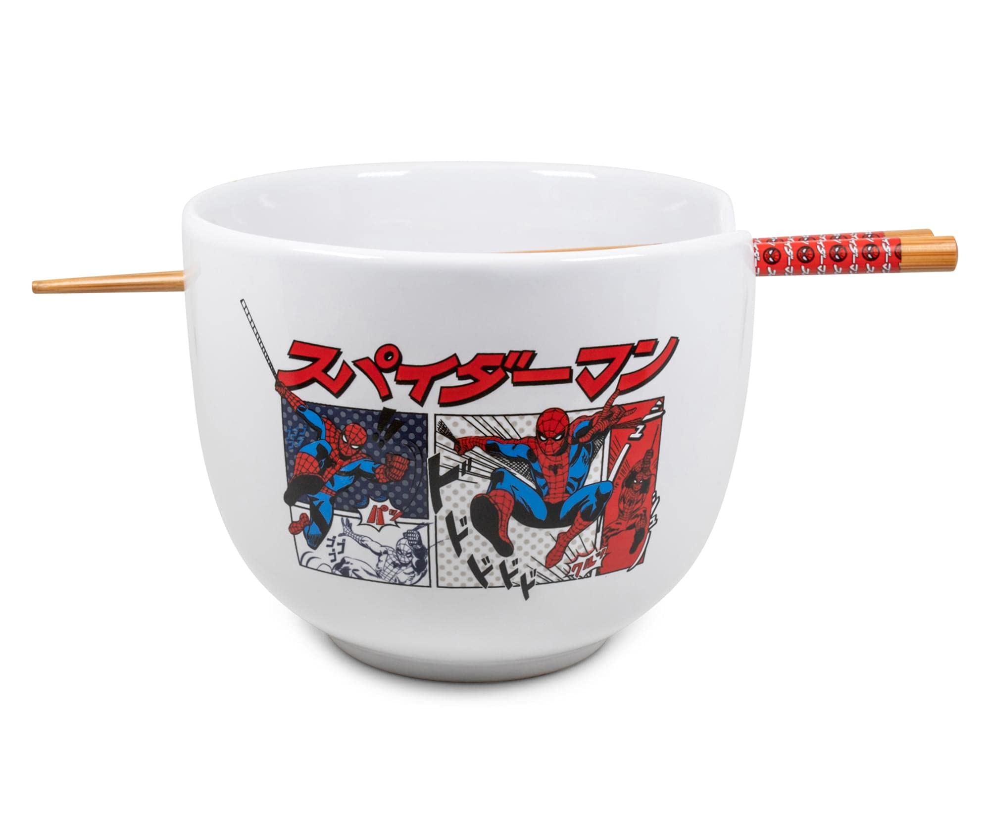 Spider-Man Marvel Japanese Dinnerware Set | 20-Ounce Ramen Bowl, Chopsticks