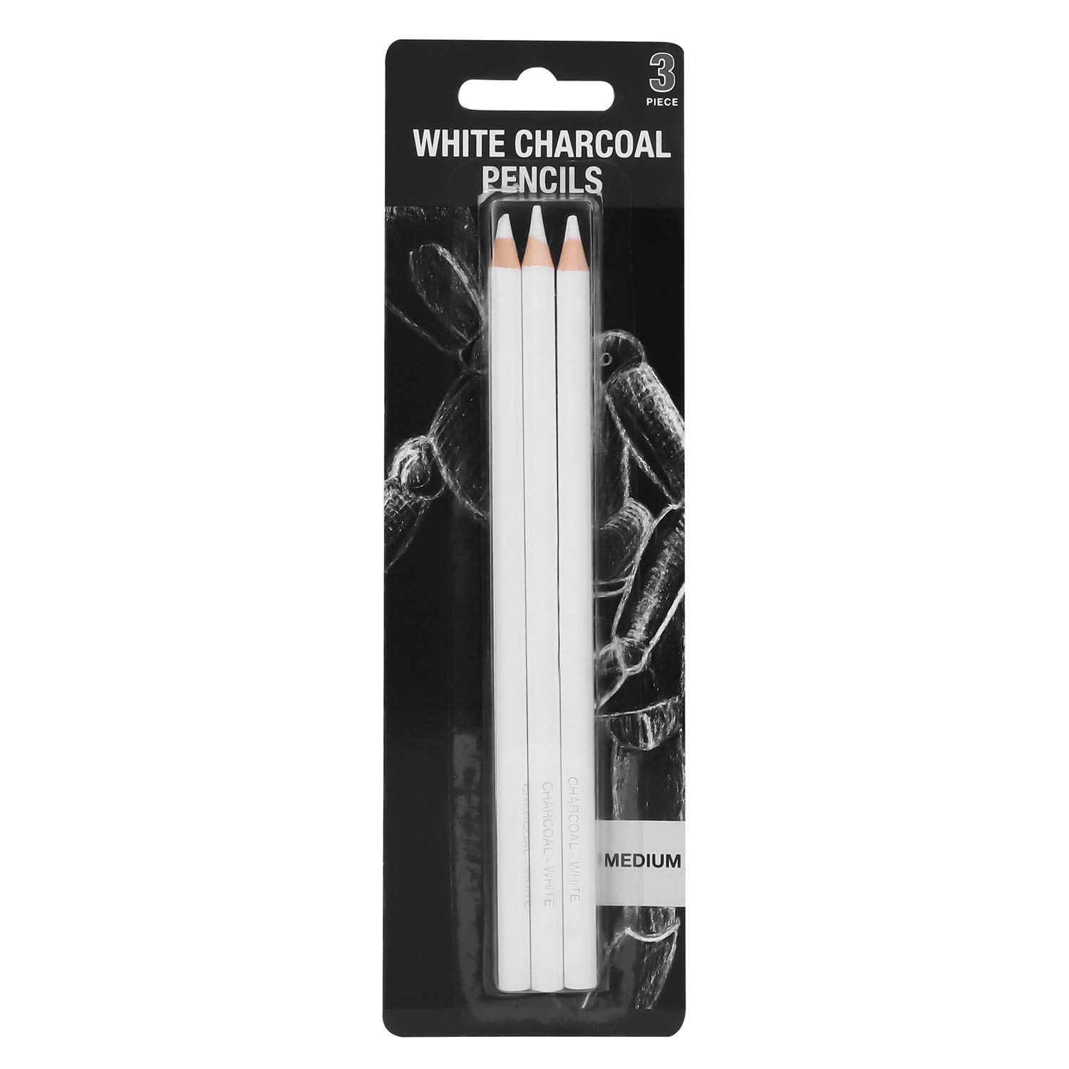 Sketching Pencils Set,3 Pcs Drawing White Highlight Pencil Pen Art Supplies Wooden Painting Pencils Professional Art Pencil Sketching for Artist Beginners Drawing Shading