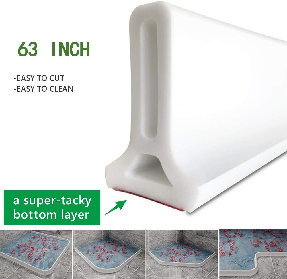 ZITOOP Collapsible Threshold Water Dam,Water Stopper for Bathroom and Kitchen (63 INCH)