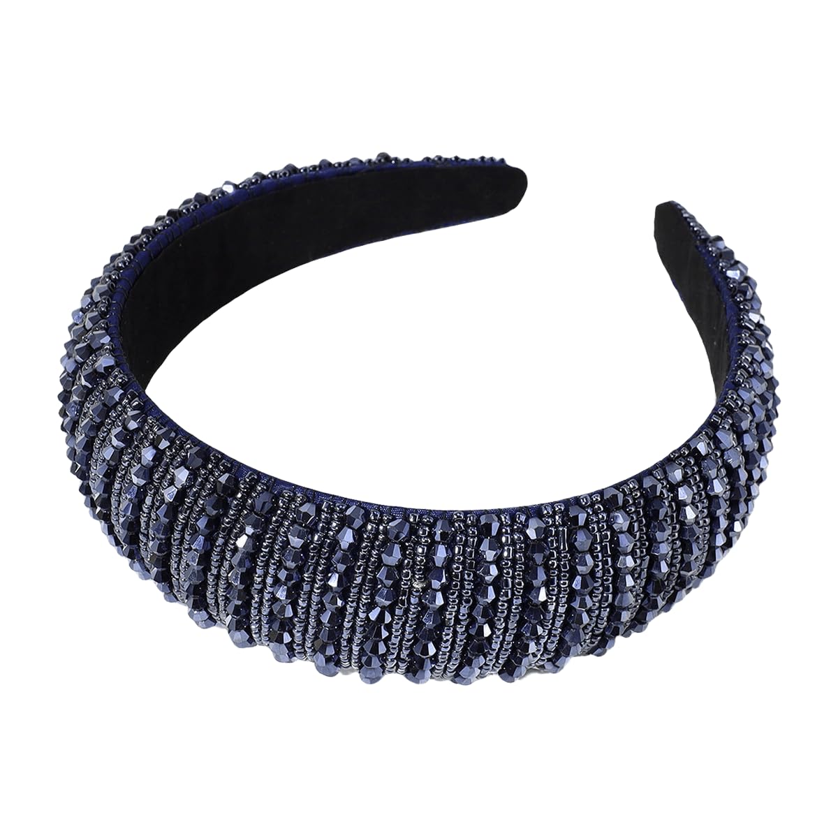 scicent Wide Headbands for Women Boho Fashion Hairbands Crystal Beaded Head Band with Padded Fabric Hair Bands for Girls 16412 — image 1