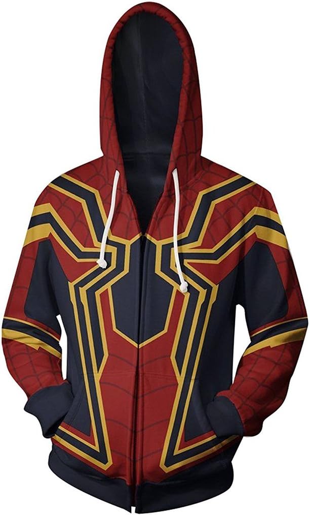 Unisex 3D Superhero Hoodie Zip Up Cosplay Hoodies Jacket Costume