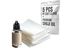 Basic Katana Cleaning Kit with 5 pcs Cleaning Cloths and Bottle of Choji Oil - Maintenance Care Set for Samurai Swords - Care