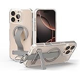 WisiYukk for iPhone 16 Pro Max Case 4-in-1 - Magnetic Clear Cover Adjustable Wrist Strap, [Fit for MagSafe] Wearing a Ring Buckle ，Foldable Stand & Crossbody Lanyard, Anti-Yellowing Protective Case