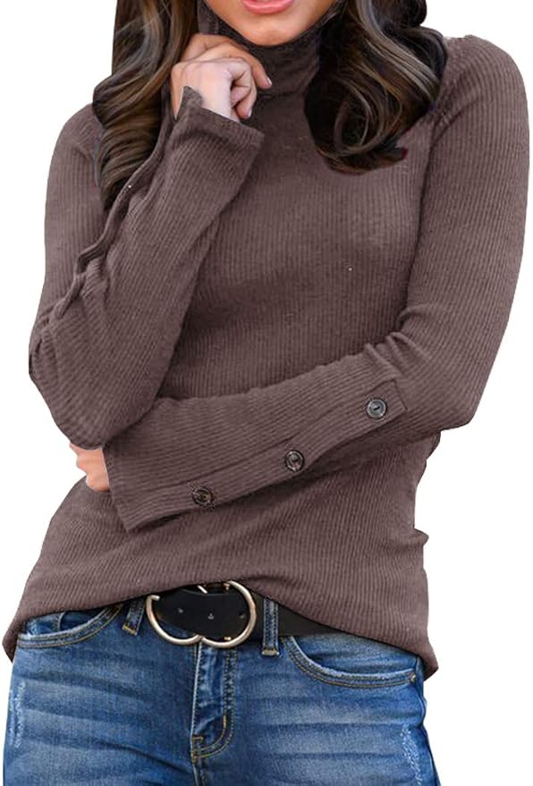 Minthunter Women's Long Sleeve Pullover Casual Turtleneck Tunic Tops