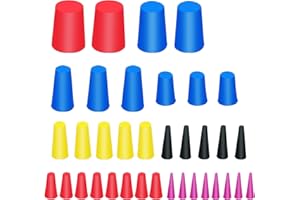uillcuet 36PCS Silicone Rubber Stoppers, Assorted Sizes 1/16" to 5/8", Red, Blue, Black, Yellow, Purple, Industrial Rubber Plugs for Holes, Powder Coating, Painting Protection, Spraying