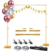 HYJ-INC Pipe and Drape Photography Backdrop Stand Kit - Titanium Gold Adjustable Photo Background Stand 10ft x 6.5ft with Metal Base for Parties Weddings Birthday Party Events Photo Booth