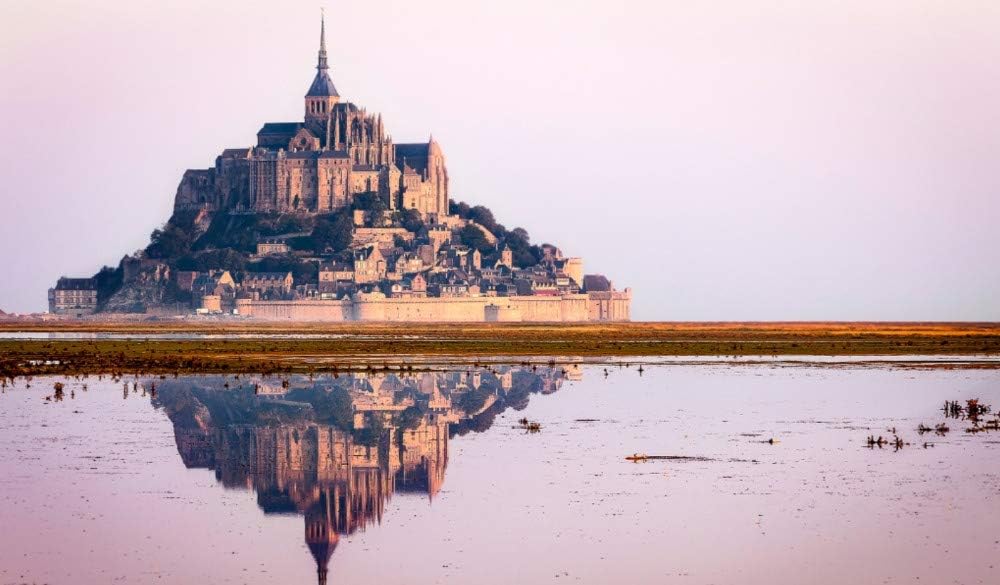 OKOUNOKO Digital Oil Painting By Numbers For Adults Mont Saint Michel Castle Canvas Coloring Pictures Diy Kits Art Room Unique Frameless 40X50Cm
