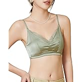FEELITS Real Mulberry Silk Bralette, Luxury 22 Momme Silk Full-Coverage Wire-Free Bra for Women, Sexy & Ultra Comfortable